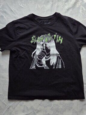 Billie Eilish Anime Cartoon Graphic Tee Black XL .